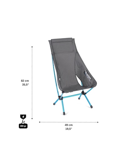 Helinox Chair Zero High Back Outdoor Kamp Sandalyesi Black Black Siyah