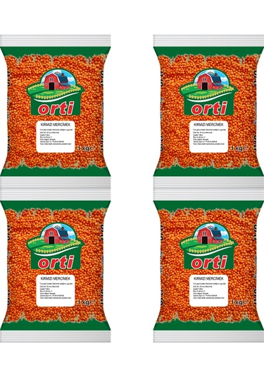 Orti Kırmızı Mercimek 1 Kg. x 4 Adet