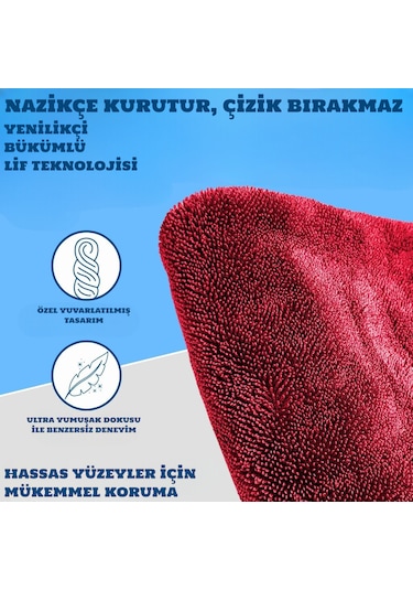 Tomahawk Mikrofiber Araba Temizleme Havlusu Çift Taraflı 1200 Gsm Premium Araç Bakım Ultra Emici 50x80