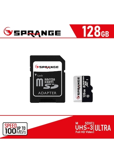 Sprange 128 GB Micro SDXC UHS-3 Up To 100 MB/S Class 10 4K Video Hafıza Kartı