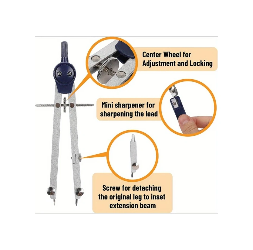 Wangxi Kırmızı 13 Parça Profesyonel Geometri Seti, Mühendisler İçin Metal Pergel Ve Çizim Araçları