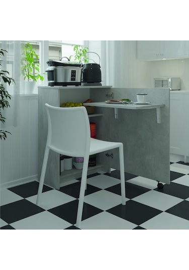 Asra Trend Mutfak Kiler Dolabı+katlanır Masa Md003 Retro Taş