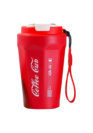 Vkemall Akıllı Sıcaklık Ölçerli Çift Katmanlı Paslanmaz Çelik Termos - 400ml Beyaz