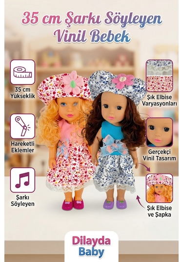 Dilayda Baby 35 Cm Şarkı Söyleyen Hareketli Eklemli Gerçekçi Vinil Oyuncak Bebek