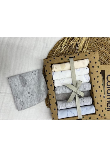 Bulut Desenli Bebek Ağız Mendili 7'li 2025