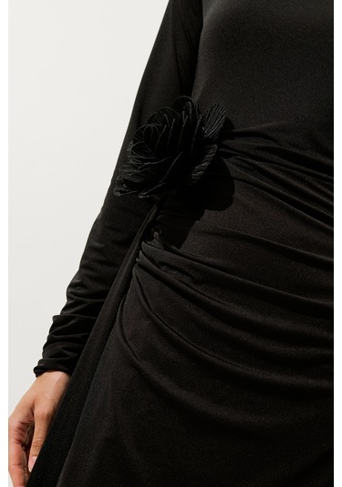 Lora Çiçek Broş Siyah Siyah