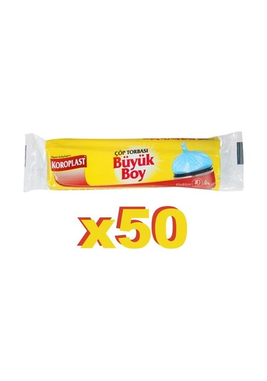 Koroplast Çöp Poşeti Büyük Boy 10'Lu 65X80Cm 50 Paket