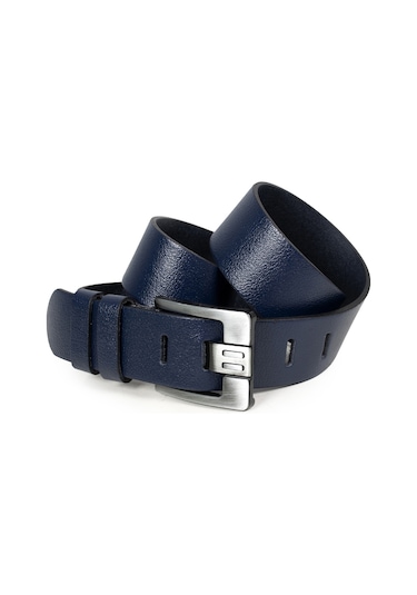 Deepsea Erkek Lacivert Özel Yapım %100 Hakiki Manda Derisi Kot Kemeri 4,5 Cm Kalın Dilli Orjinal Deri Kemer 1801312 Lacivert
