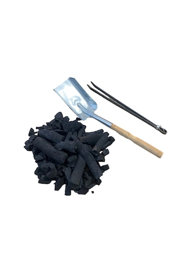 Mobilreyon Ateş Seti , 5 Kg Meşe Kömürü - Kürek - Mangal Maşa