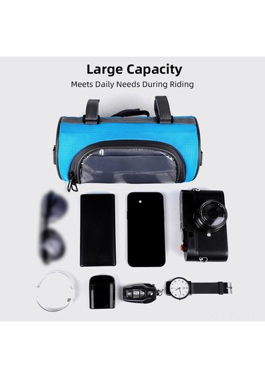 Padalink Bisiklet Çantası: 6.5" Ekranlı Su Geçirmez Tpu Telefon Tutucu, Çift Fermuarlı, Şok Emici Tasarım, Çıkarılabilir Kayış. Siyah