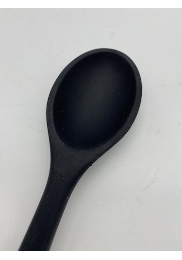 Sert Uçlu Isıya Dayanıklı Silikon 28cm Kaşık Siyah
