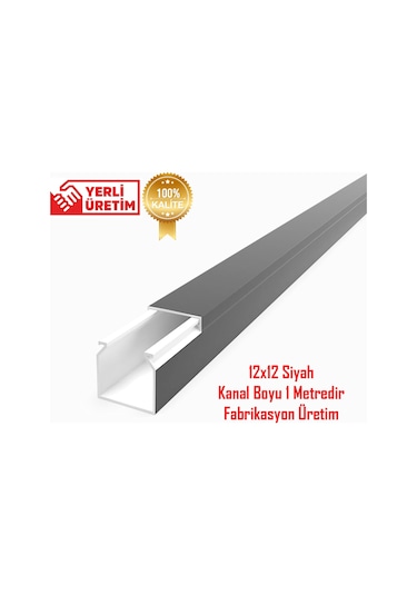 Extra Kendinden Yapışkanlı Siyah Kablo Kanalı 12x12 1 Metre