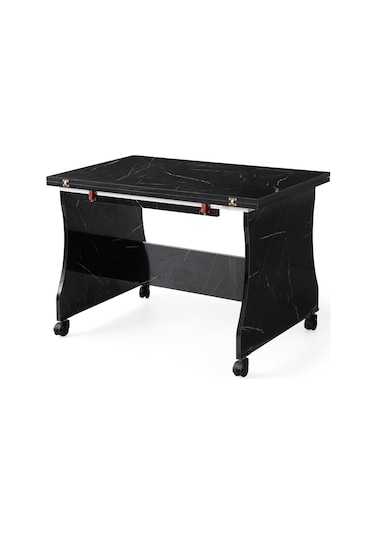 Bade Tekerlekli Açılır Orta Sehpa 60 95cm Demonte Siyah