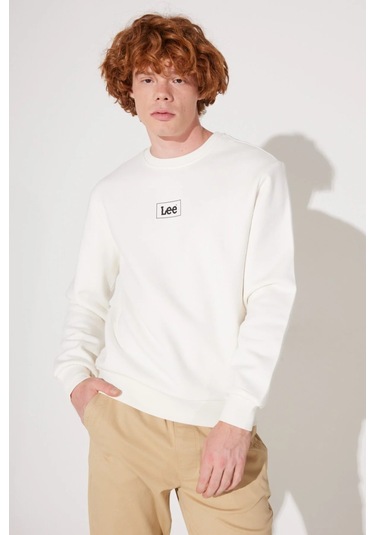 Lee Sıfır Yaka Regular Fit Ekru Erkek Sweatshirt L212299102 001