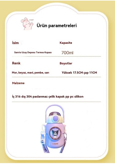 Lyon Melodi Çocuk Sevimli Hasır Termos Bardağı Pembe