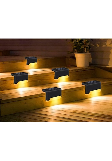 Solar Güneş Enerjili Şarj Edilen Köşebent Merdiven Bahçe Led Lamba 4 Adet