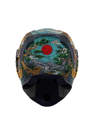 Icon Airflite Edo Mıps Kapalı Motosiklet Kaskı Siyah Mavi Gri Turuncu Siyah - Mavi