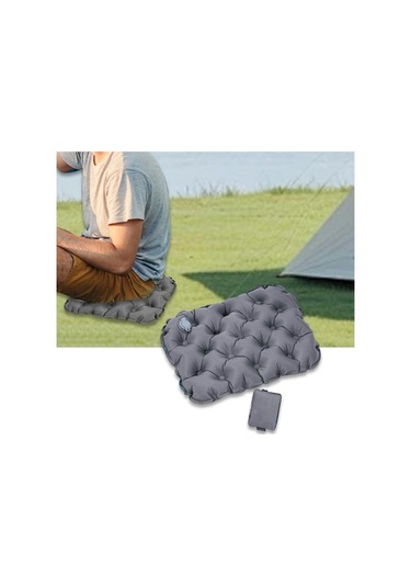 Bosphorusboutique02 Suntek Şişme Koltuk Minderi Katlanmış Ofis Sandalye Uçak Gri Hafif Ve Pratik Gri