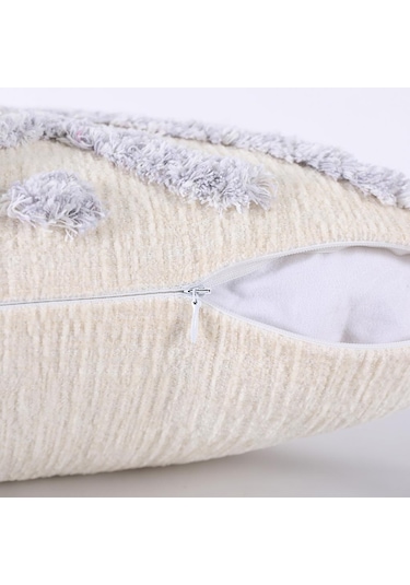 Homyl Boho Kırlent Örtüsü Pamuklu Dokuma Püsküllü Yastık Kılıfı Gri