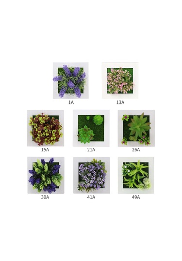 Neevoyu Duvara Asılı Plastik Pvc Yapay Çiçek Ve Sukulent Dekoratif Çerçeve - Model 30a