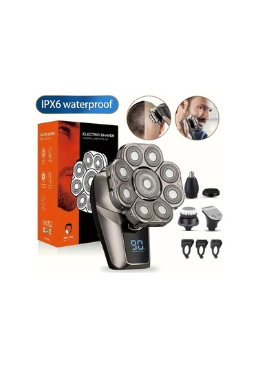 Uygun Olmak Erkekler İçin Mıguan 9'lu Elektrikli Saç Tıraşı Makinesi, Kablosuz Islak/kuru Kafa Tıraşı Makinesi, Döner Bıçaklı, Klipper, Burun Düzeltici, Fırça, Masaj Aleti, Dokuz Bıçaklı, Usb Şarj Edilebilir Lityum Pil 600mah