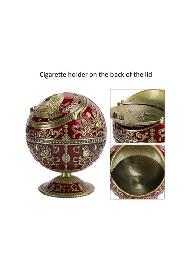 Moveevo Vintage Zinc Alloy Kuş Reliefli Ev Hotel Dekorasyonu Multifonksiyonel Kapaçklı Toprak Küresi Sigara Tepsisi