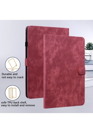 Novahub Xiaomi Redmi Pad Se 11'' Lüks Deri Kılıf - Kırmızı, Koruma Ve Şıklıkta Birleşim