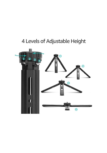 Mini Metal Tripod Alüminyum Alaşımlı Masaüstü Standı Tripod 1/4 İnç Vida İle Dslr Ildc Kamera Video Kamera Projektör İçin Siyah