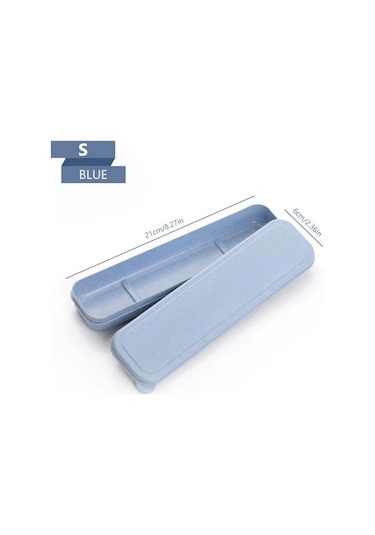 Mavi 21/24cm Pp Taşınabilir Seyahat Sofra Saklama Kutusu Kasa Gıda Sınıfı Yemek Takımı Çatal Kaşık Kutusu Çocuk Kaşıklık 56639041