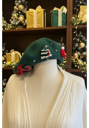 Yeşil Yılbaşı Temalı Bere Çok Renkli