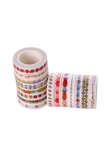 Cbtx 10 Adet Kağıt Bant El Defter Dekorasyon Çıkartma, 8mmx10m Kalem Sm-21