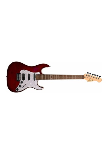 Guson Superstrat Hss Elektro Gitar Quilted Kırmızı
