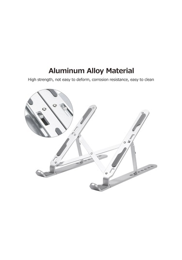 Lemestar Alüminyum Notebook Tutucu: 7 Seviyeli Yükseklik Ayarlı, Fırlatılabilir, Soğutucu Fonksiyonlu Bilgisayar Yükseltme Tutucu Gümüş
