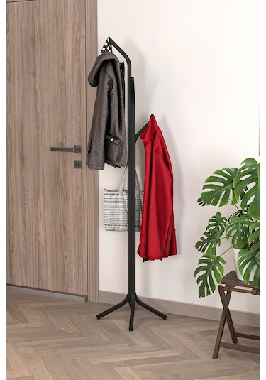 Bofigo Metal Elbise Askılığı Portmanto Askılık Siyah