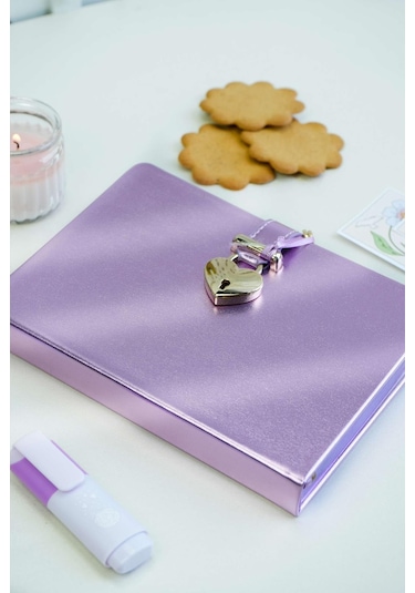 Hush Hush Kilitli Metalik Defter Kutulu 80gr. 160 Yp. Çiz..lila Lila