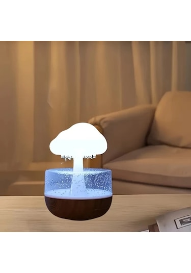 Techbloom Yogle Rain Cloud Humidifier Aromaterapi Difuzor Ahşap Renk Ayarlanabilir Led Işık Yatak Odası Ofis Plastik Gövde