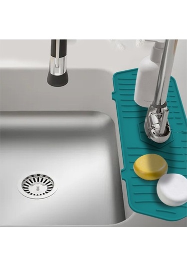 Besthome1 Yeşil Mutfak Muslukları İçin Su Tokuşu Önleyici Silikon Mat - Havuza Akıtır, Lavabo Yuvarını Kuru Tutar Yeşil