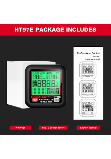 Vkemall Priz Habotest Ht97d Dijital Soket Test Cihazı Voltaj Testi Ab Fiş Soket Dedektörü Akı