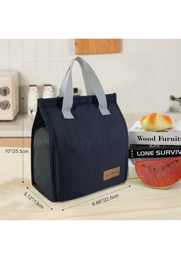 Padalink Öğrenci Ve Ofis Çalışanları İçin Kaliteli Isı Saklamalı Bento Çanta, Aluminium Folyo Katmanlı, 25.5x22.5x13cm, Dayanıklı Materyal, Taşınabilir Mutfak Çantası Lacivert