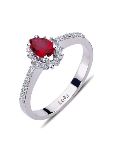 Lova Pırlantalı Damla Yakut Anturaj Yüzük - 1040088