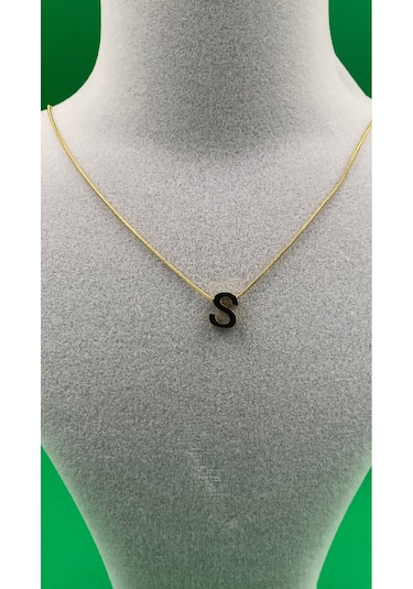 14k Altın Renginde S Harf Minimal Model Çelik Kadın Kolye Altın