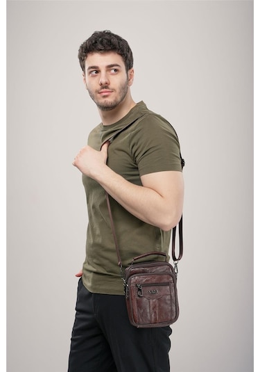 Ççs 31620 Hakiki Deri Askılı Çanta Kahve