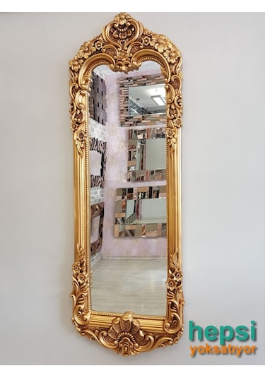 Klasik Model Altın Renk Varaklı Boy Aynası Altın