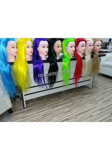 Renk Kuaför Eğitim Mankeni Çalışma Kafası Sentetik Fiber