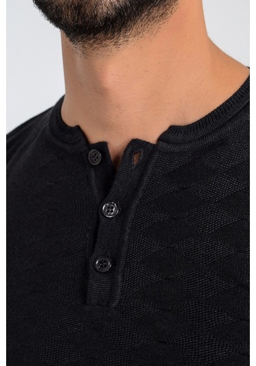 Heyss Antrasit Renkli Düğmeli Bisiklet Yaka Erkek Triko Kazak Antrasit