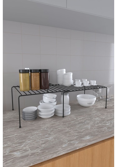 Eva Metal Tasarim Genişletilebilir Raf Ayarlanabilir Dolap Içi Düzenleyici Mutfak Düzenleyici Banyo Düzenleyici Siyah