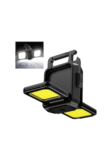 1000 Lümen Katlanabilir Mini Fener, Ipx4 Su Geçirmez Manyetik Anahtarlık Işığı Siyah Siyah