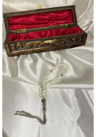 Rahan İnci Tespih Tesbih Doğal Taş Tesbih Gümüş İmameli Taç Çakrası Taşı Ahşap Kutulu Bereket Taşı Çok Renkli