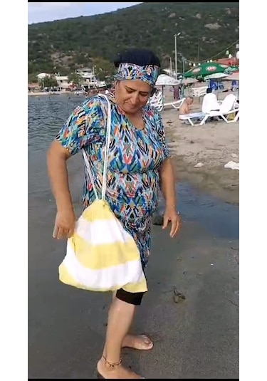 Çanta Olabilen %100 Pamuk Standart Beden Plaj Banyo Bornoz Sarı