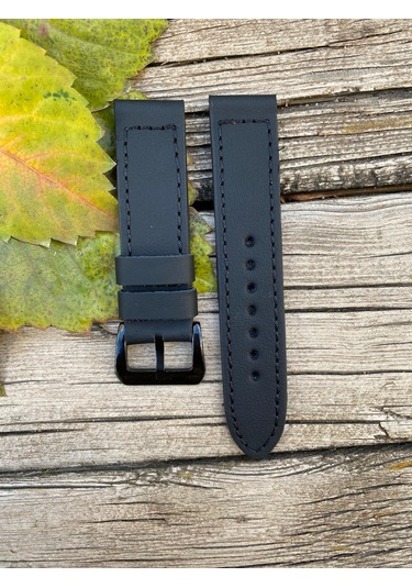 22 Mm Siyah Deri Saat Kordonu